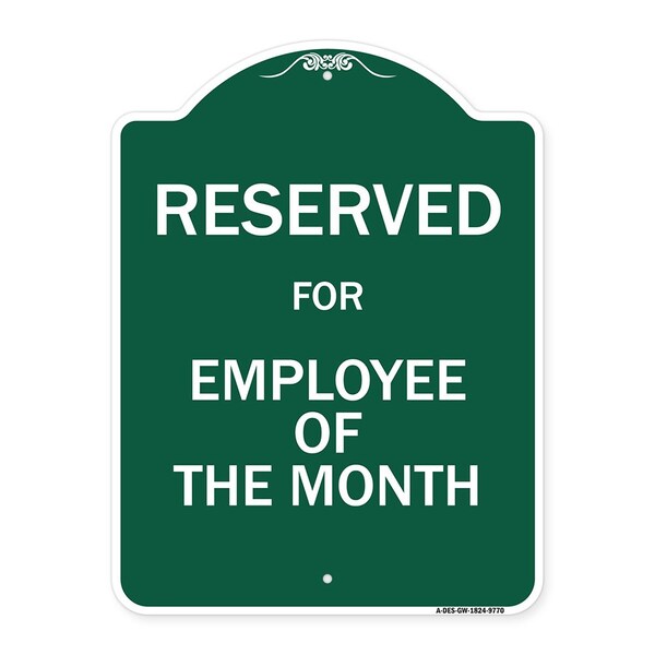 Reserved For Employee Of The Month Heavy-Gauge Aluminum Architectural Sign, 24" x 18", GW-1824-9770